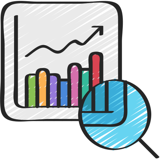 résultats clairs et optimisés illustrés par un graphique évolutif et une loupe